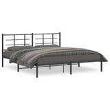 Vidaxl bedframe met hoofdbord metaal zwart 183x213 cm