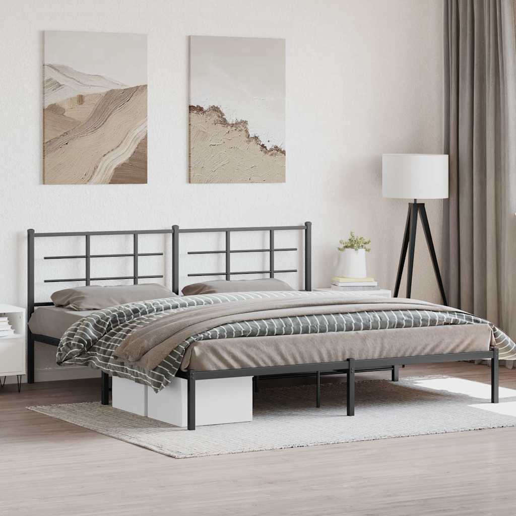 Vidaxl bedframe met hoofdbord metaal zwart 193x203 cm