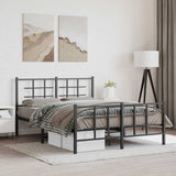 Vidaxl bedframe met hoofd- en voeteneinde metaal zwart 140x190 cm