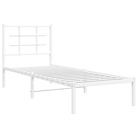 Vidaxl bedframe met hoofdbord metaal wit 80x200 cm