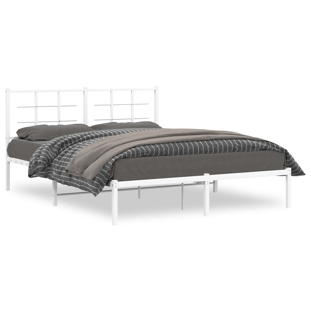 Vidaxl bedframe met hoofdbord metaal wit 160x200 cm