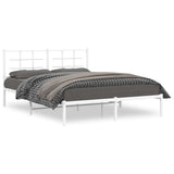 Vidaxl bedframe met hoofdbord metaal wit 160x200 cm