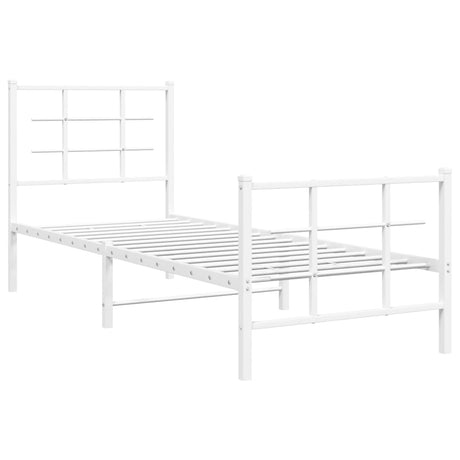 Vidaxl bedframe met hoofd- en voeteneinde metaal wit 75x190 cm