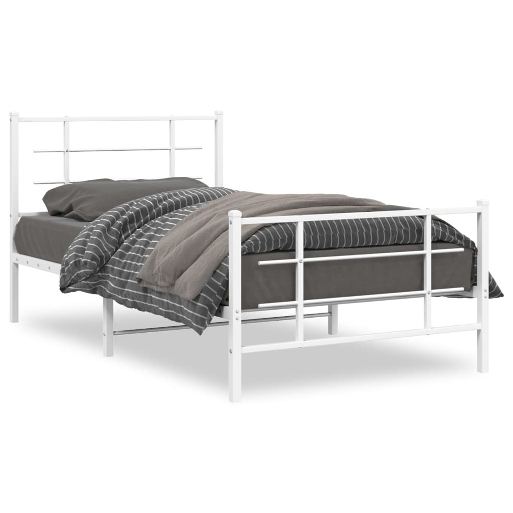 Vidaxl bedframe met hoofd- en voeteneinde metaal wit 100x200 cm