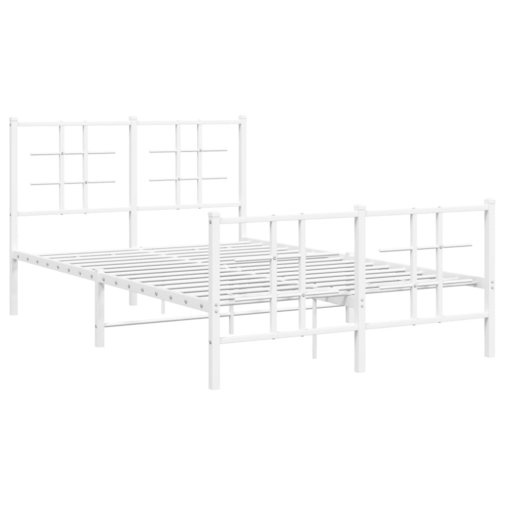 Vidaxl bedframe met hoofd- en voeteneinde metaal wit 120x200 cm