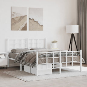 Vidaxl bedframe met hoofd- en voeteneinde metaal wit 140x190 cm