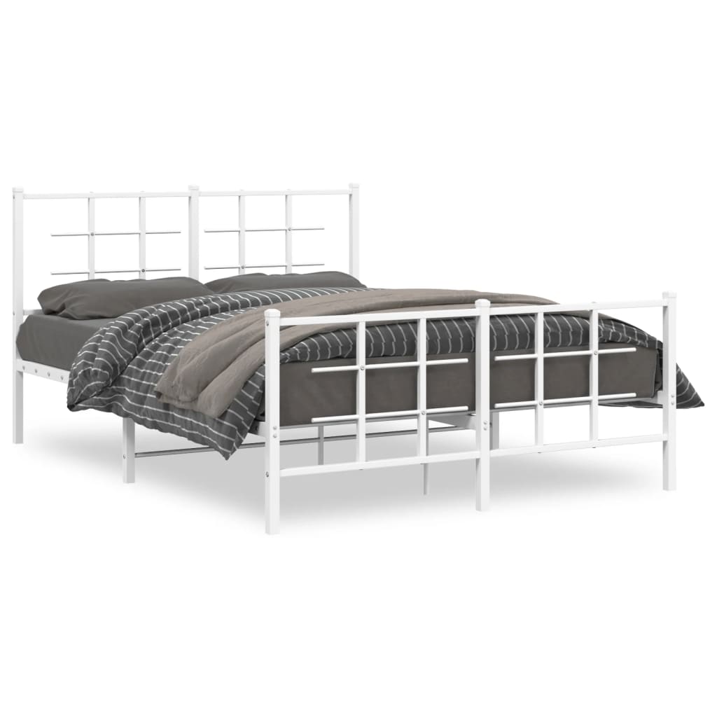 Vidaxl bedframe met hoofd- en voeteneinde metaal wit 140x200 cm
