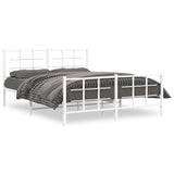 Vidaxl bedframe met hoofd- en voeteneinde metaal wit 150x200 cm