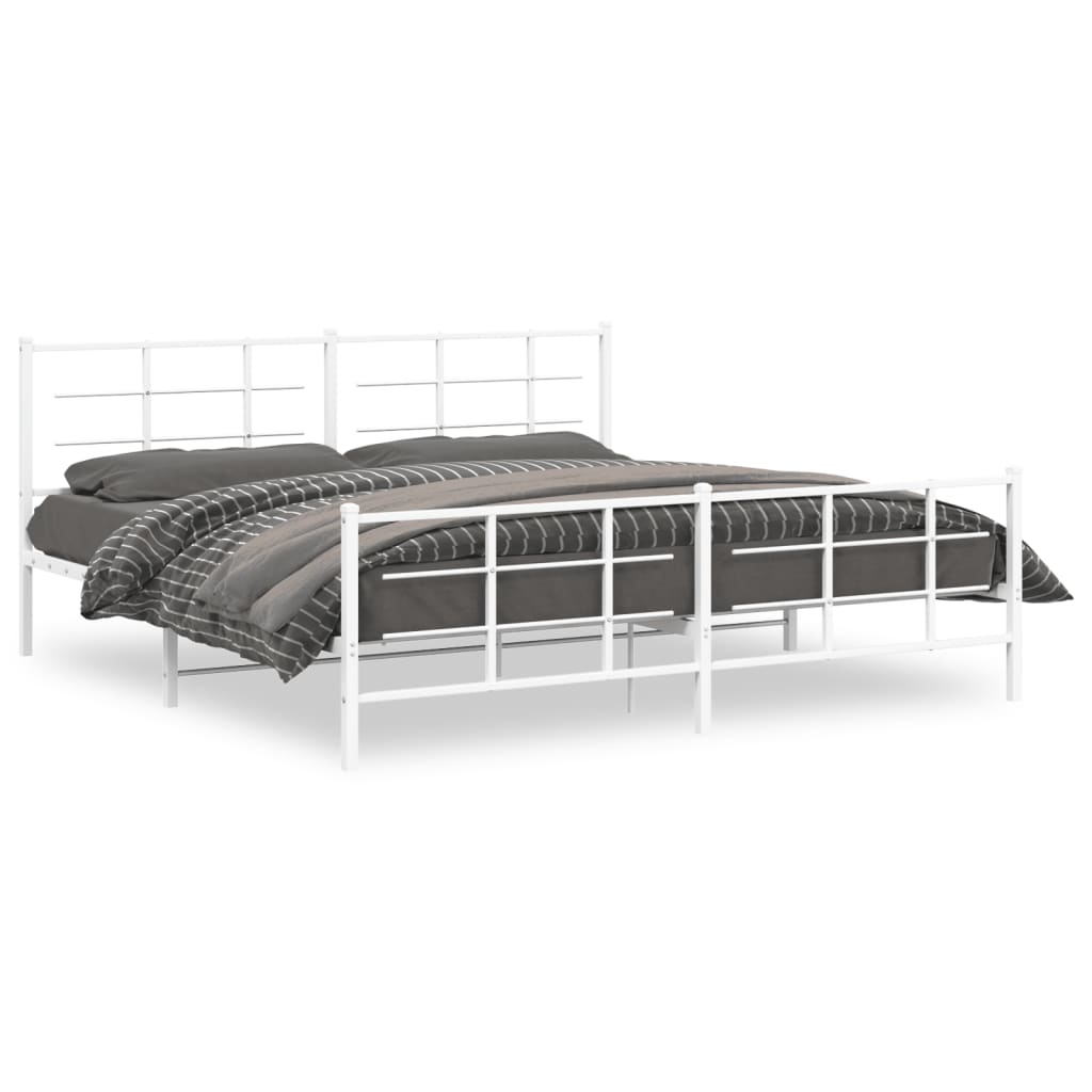 Vidaxl bedframe met hoofd- en voeteneinde metaal wit 193x203 cm