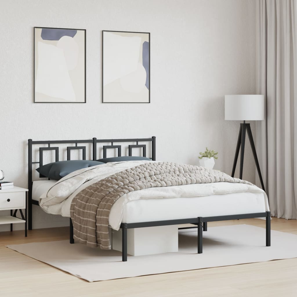 Vidaxl bedframe met hoofdbord metaal zwart 140x200 cm