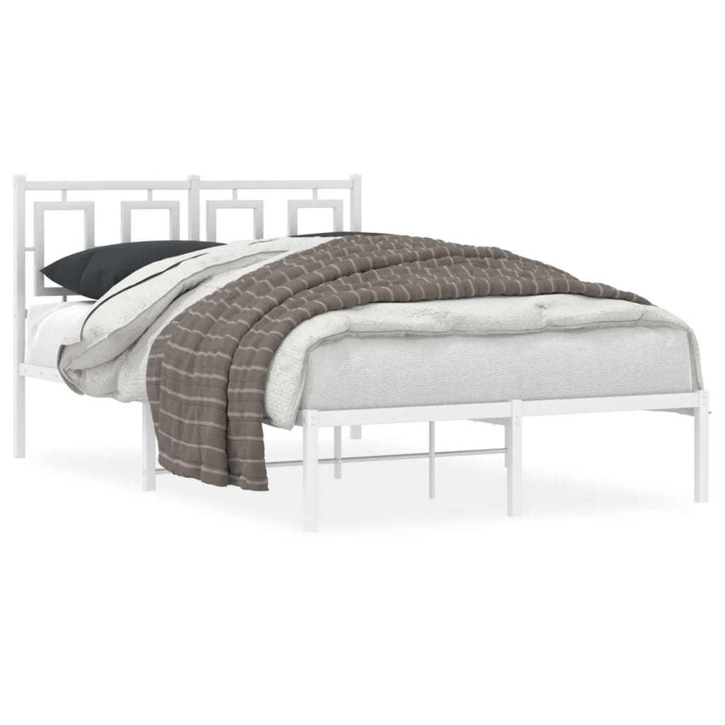 Vidaxl bedframe met hoofdbord metaal wit 120x190 cm