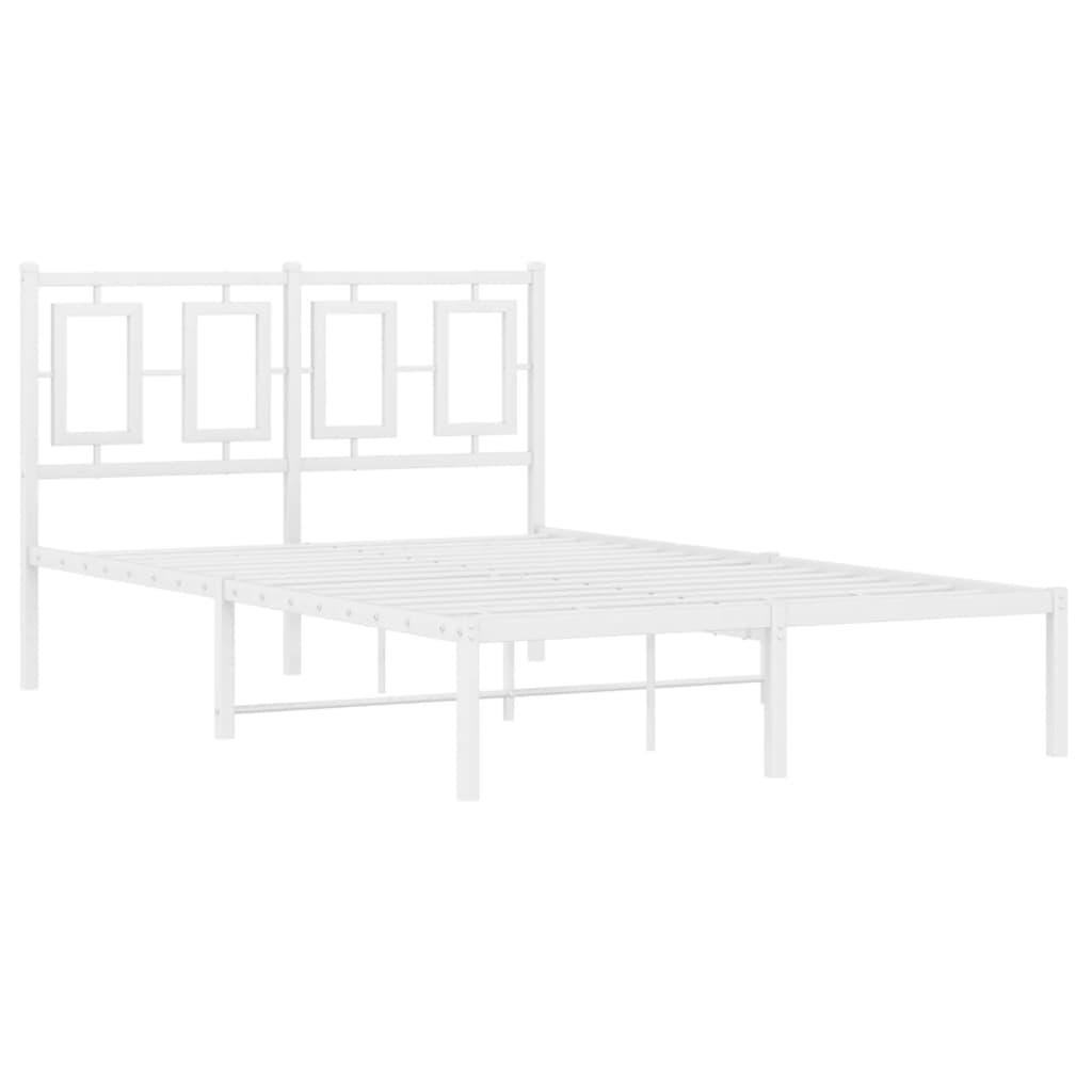 Vidaxl bedframe met hoofdbord metaal wit 120x190 cm