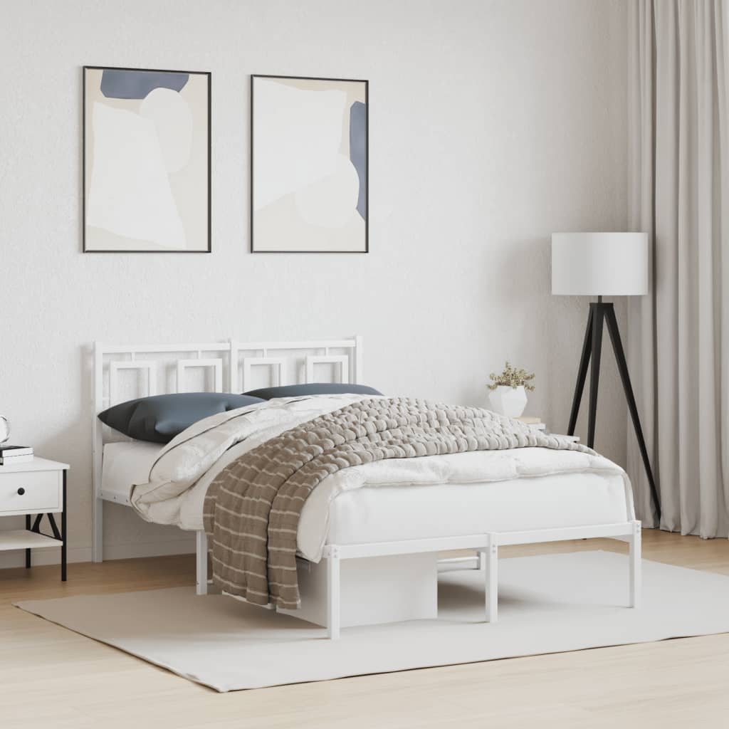 Vidaxl bedframe met hoofdbord metaal wit 120x190 cm