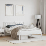 Vidaxl bedframe met hoofdbord metaal wit 135x190 cm