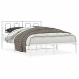 Vidaxl bedframe met hoofdbord metaal wit 140x190 cm