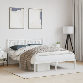 Vidaxl bedframe met hoofdbord metaal wit 140x190 cm