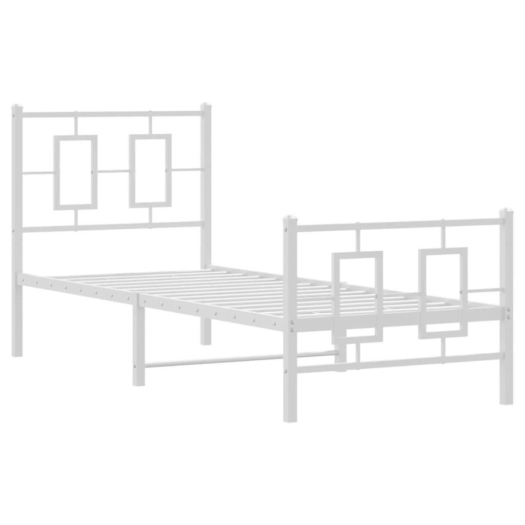 Vidaxl bedframe met hoofd- en voeteneinde metaal wit 75x190 cm