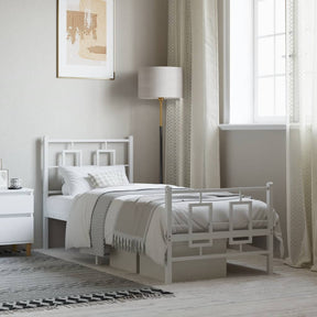 Vidaxl bedframe met hoofd- en voeteneinde metaal wit 75x190 cm