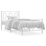 Vidaxl bedframe met hoofd- en voeteneinde metaal wit 90x200 cm