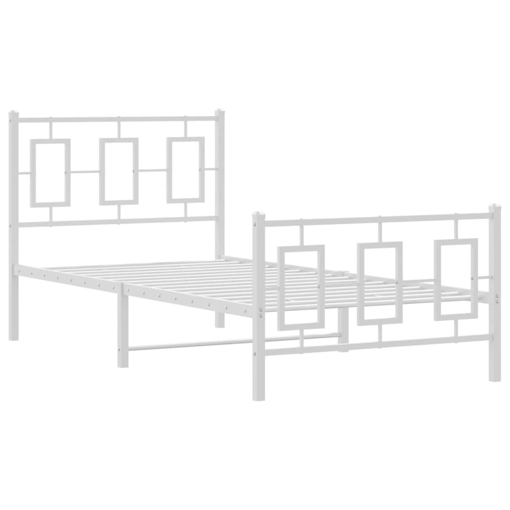 Vidaxl bedframe met hoofd- en voeteneinde metaal wit 90x200 cm