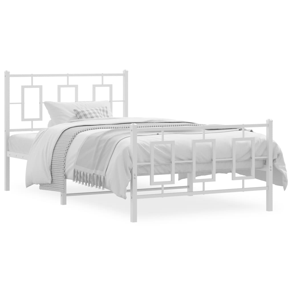 Vidaxl bedframe met hoofd- en voeteneinde metaal wit 100x200 cm