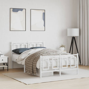 Vidaxl bedframe met hoofd- en voeteneinde metaal wit 120 x 190 cm
