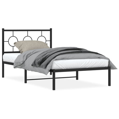Vidaxl bedframe met hoofdbord metaal zwart 100x200 cm