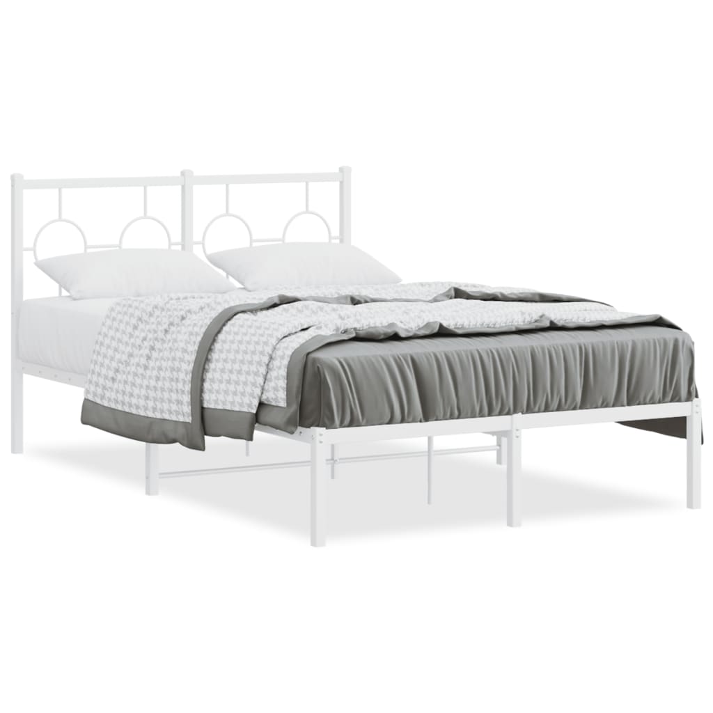 Vidaxl bedframe met hoofdbord metaal wit 120x190 cm