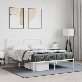 Vidaxl bedframe met hoofdbord metaal wit 140x190 cm
