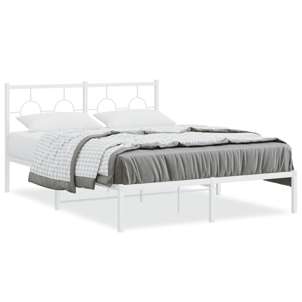 Vidaxl bedframe met hoofdbord metaal wit 140x200 cm