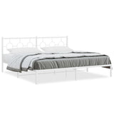 Vidaxl bedframe met hoofdbord metaal wit 193x203 cm