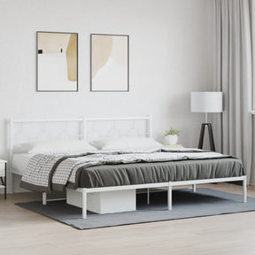 Vidaxl bedframe met hoofdbord metaal wit 193x203 cm