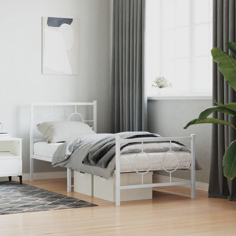 Vidaxl bedframe met hoofd- en voeteneinde metaal wit 80x200 cm