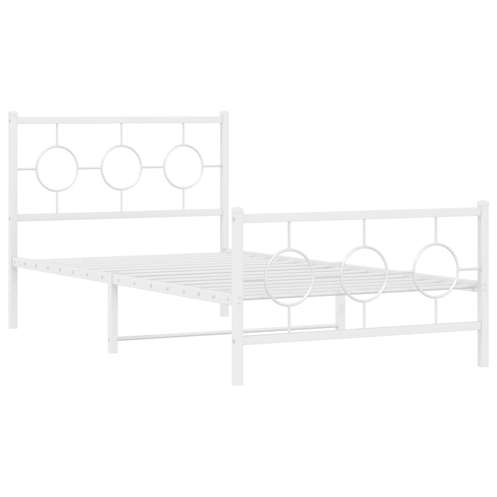 Vidaxl bedframe met hoofd- en voeteneinde metaal wit 100x190 cm