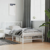 Vidaxl bedframe met hoofd- en voeteneinde metaal wit 100x190 cm
