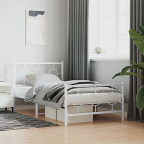 Vidaxl bedframe met hoofd- en voeteneinde metaal wit 100x190 cm