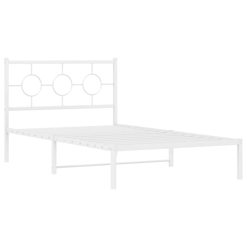 Vidaxl bedframe met hoofd- en voeteneinde metaal wit 107x203 cm
