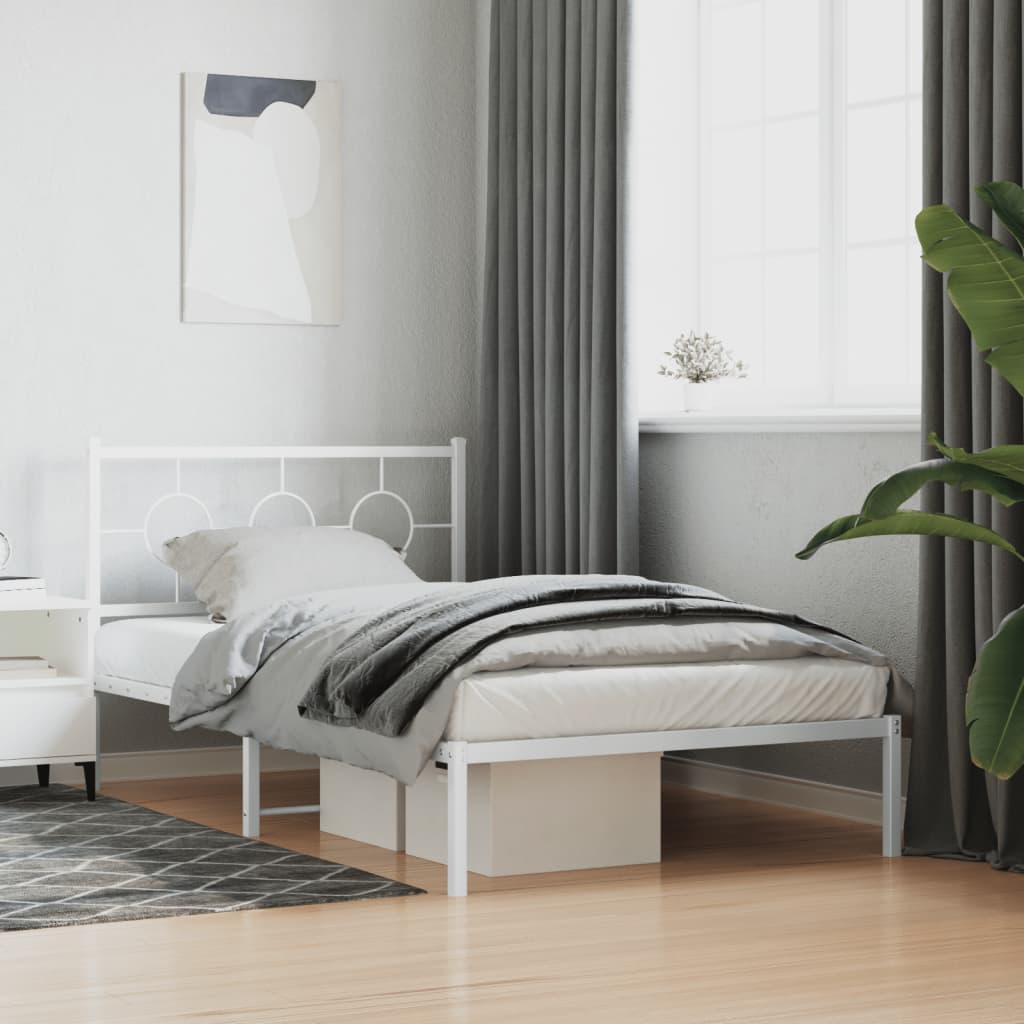 Vidaxl bedframe met hoofd- en voeteneinde metaal wit 107x203 cm