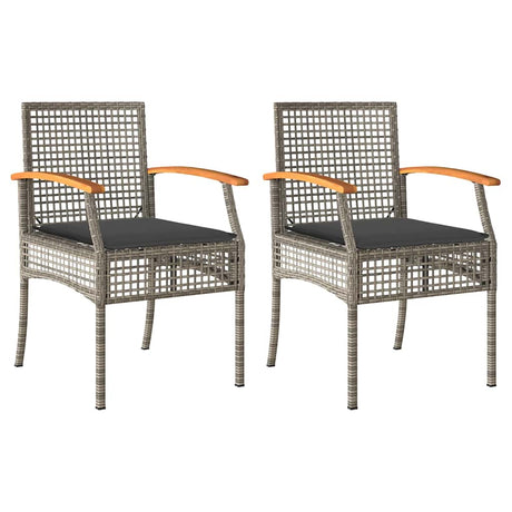 Vidaxl tuinstoelen 2 st met kussens poly rattan en acaciahout grijs