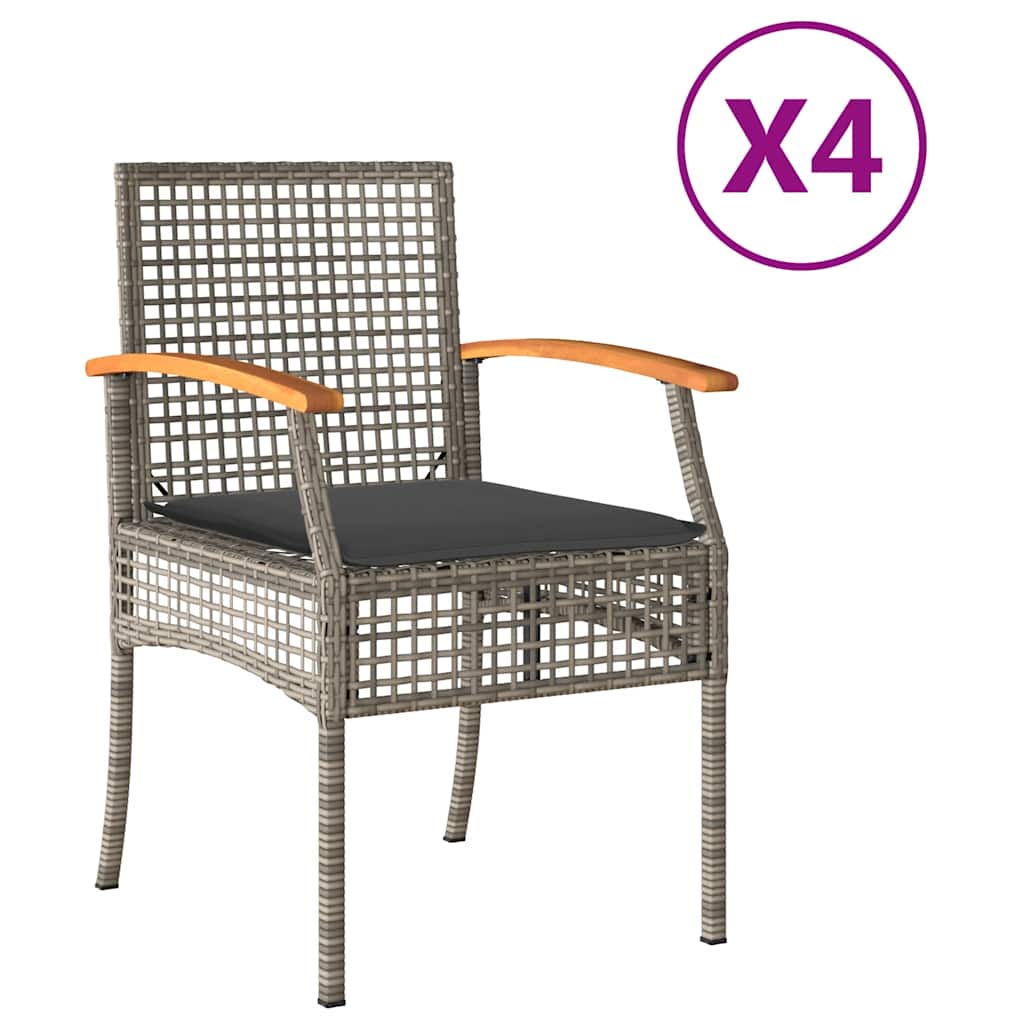 Vidaxl tuinstoelen 4 st met kussens poly rattan en acaciahout grijs