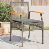 Vidaxl tuinstoelen 4 st met kussens poly rattan en acaciahout grijs