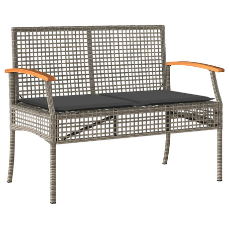 Vidaxl tuinbank met kussen poly rattan en acaciahout grijs
