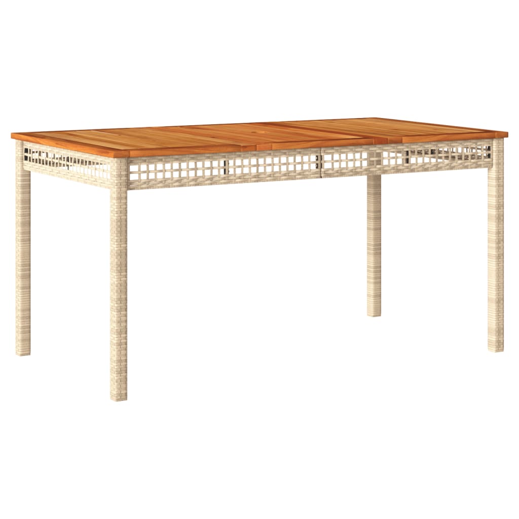 Vidaxl tuintafel 140x80x75 cm poly rattan en acaciahout beige