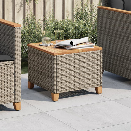 Vidaxl tuintafel 45x45x37 cm poly rattan en acaciahout grijs