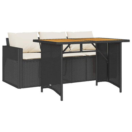Vidaxl 2-delige tuinset met kussens poly rattan zwart