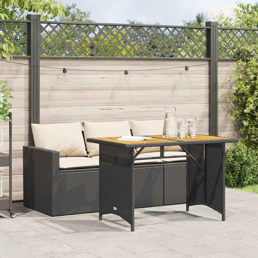 Vidaxl 2-delige tuinset met kussens poly rattan zwart