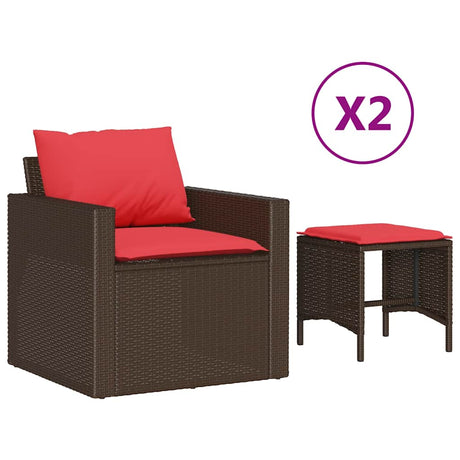 Vidaxl 4-delige loungeset met kussens poly rattan bruin