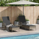 Vidaxl ligstoel 3 st poly rattan grijs en donkergrijs