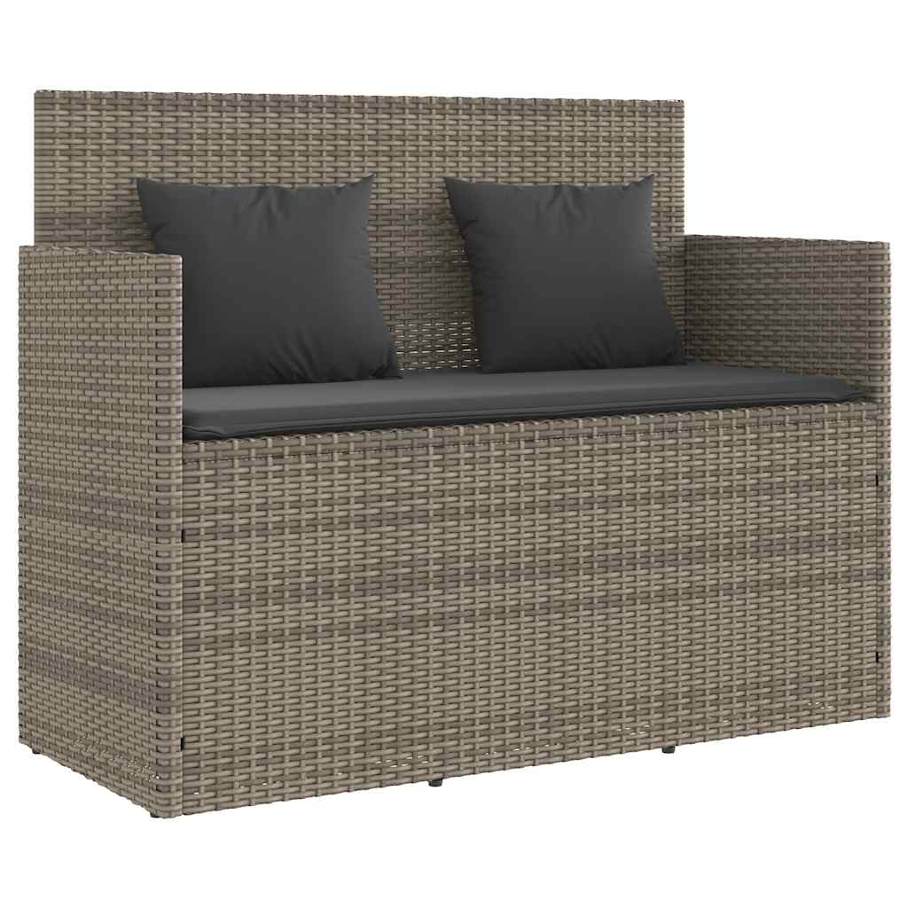 Vidaxl tuinbank met kussens poly rattan grijs