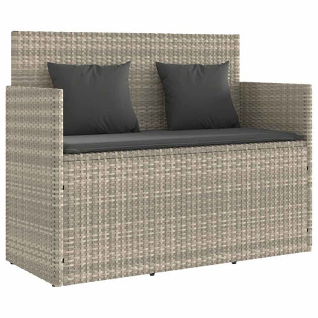 Vidaxl tuinbank met kussens poly rattan lichtgrijs